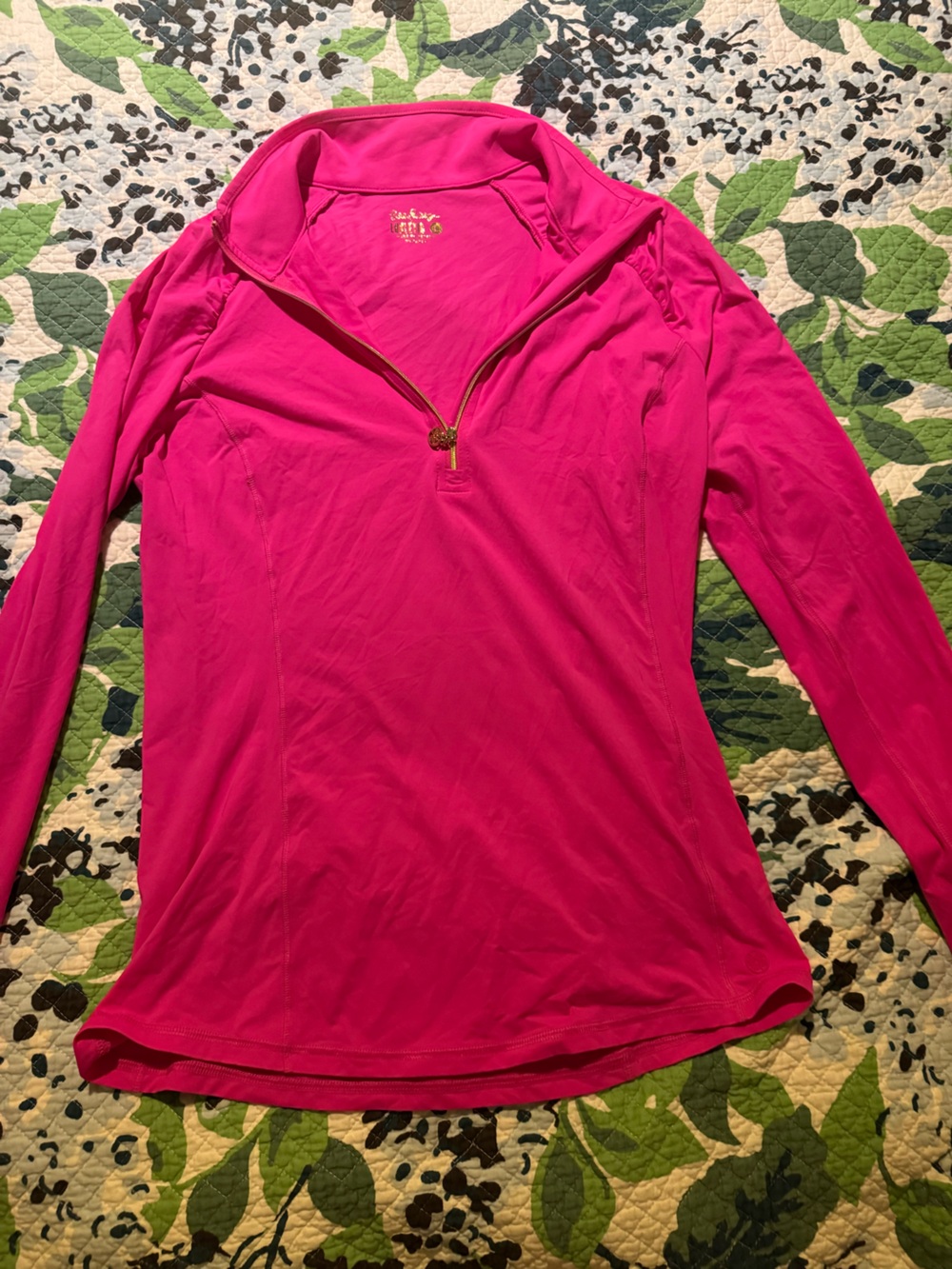 Lilly Pulitzer Luxletic  Justine Hot Pink Long Sleeve Half-Zip Top